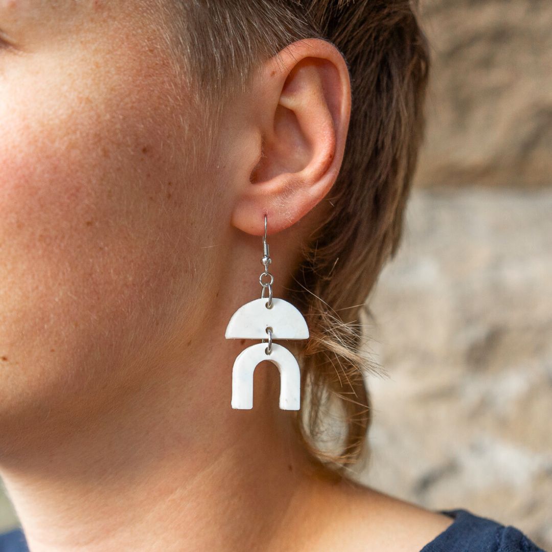 Aztec Earrings Made From Bottle Top Lids