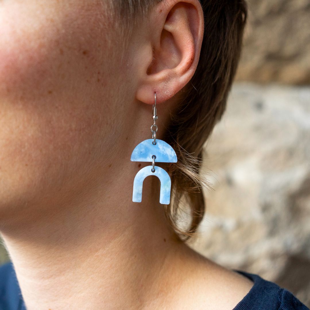 Aztec Earrings Made From Bottle Top Lids