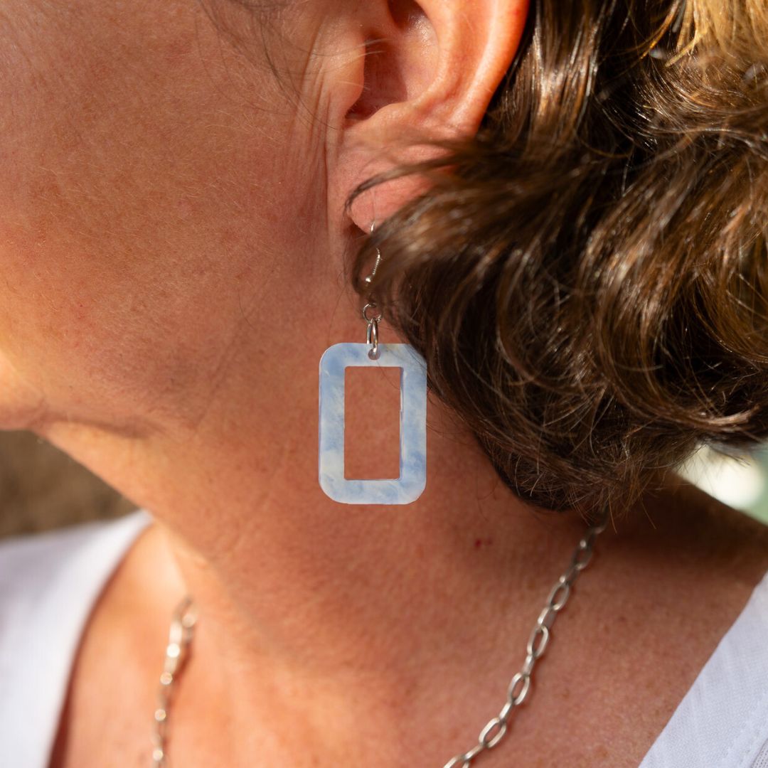 Window Earrings Made From Bottle Top Lids