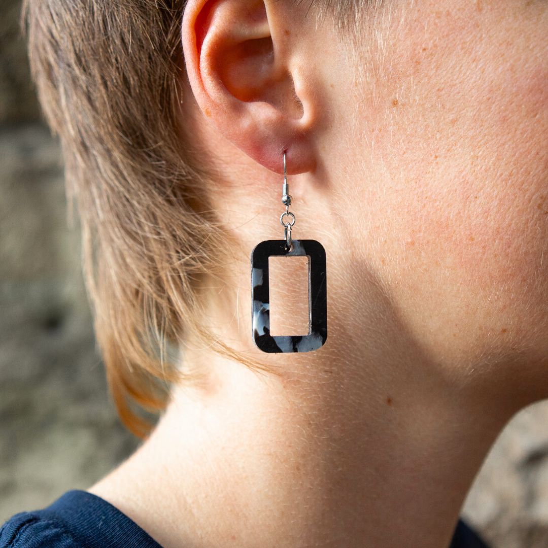 Window Earrings Made From Bottle Top Lids