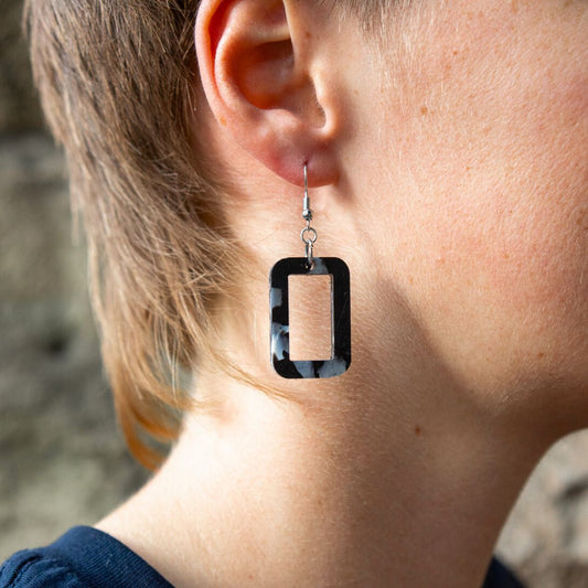 Window Earrings Made From Bottle Top Lids
