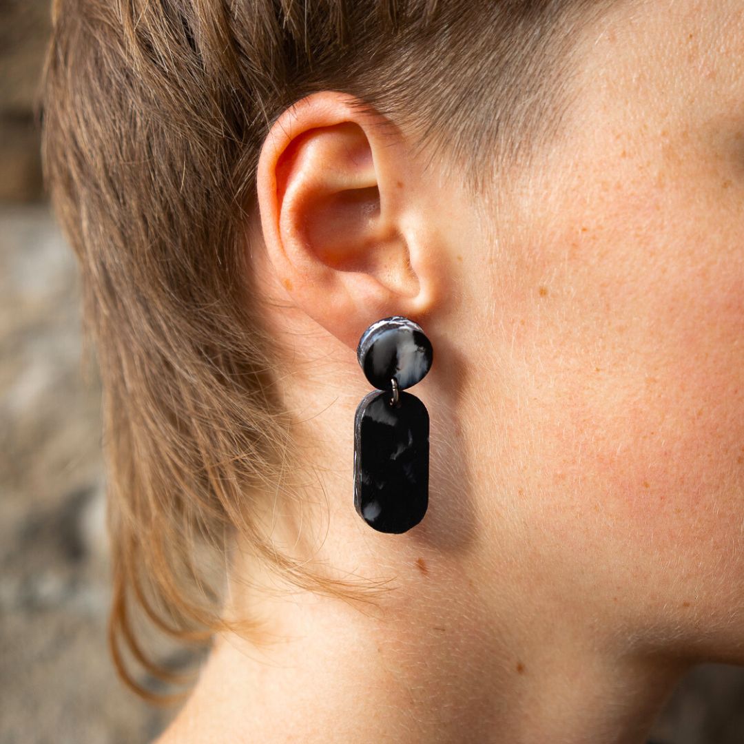 Droplet Earrings Made From Bottle Top Lids