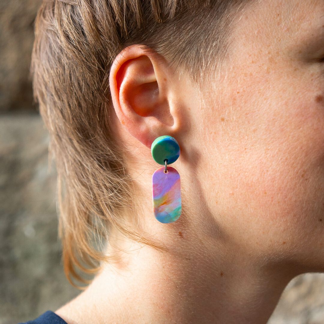 Droplet Earrings Made From Bottle Top Lids