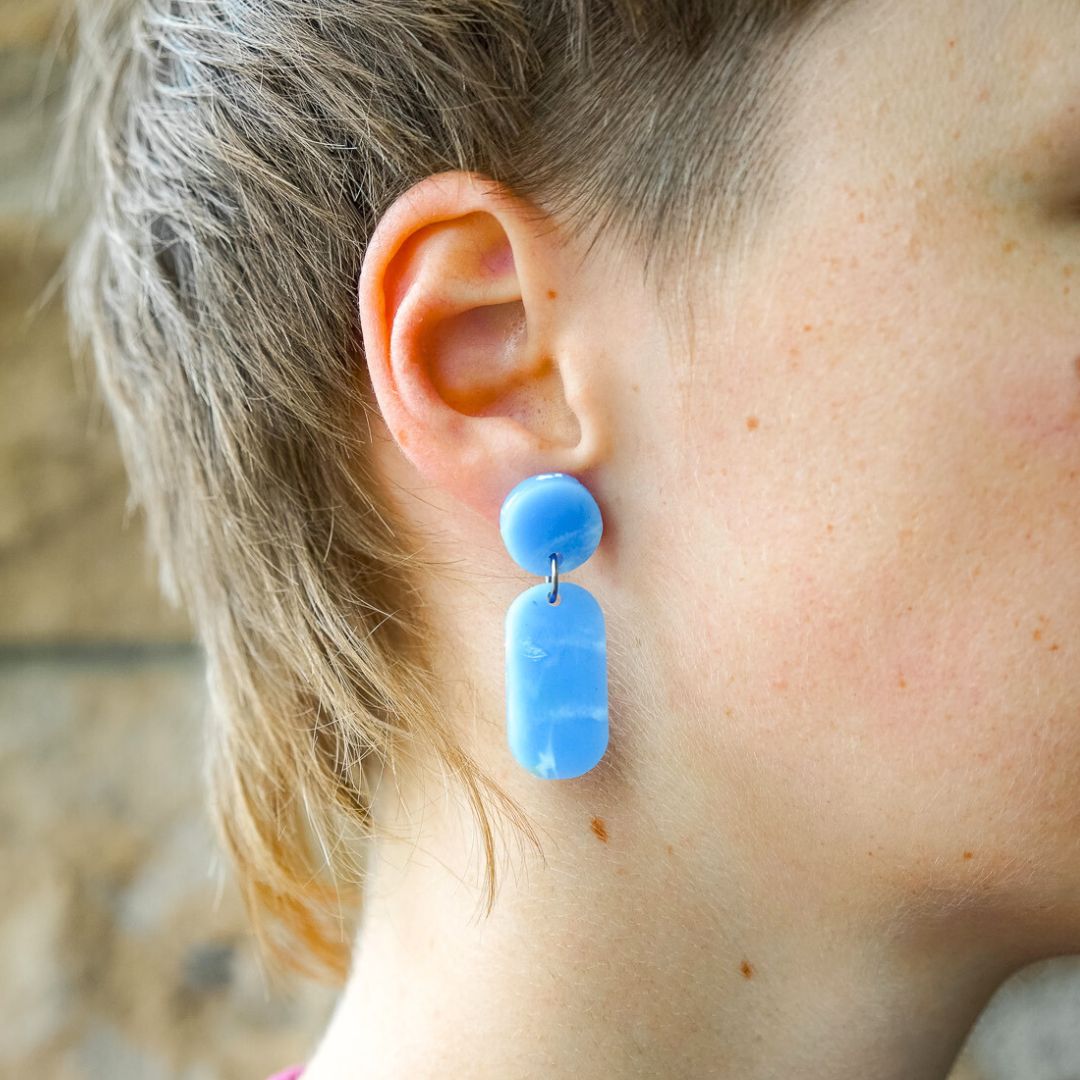 Droplet Earrings Made From Bottle Top Lids