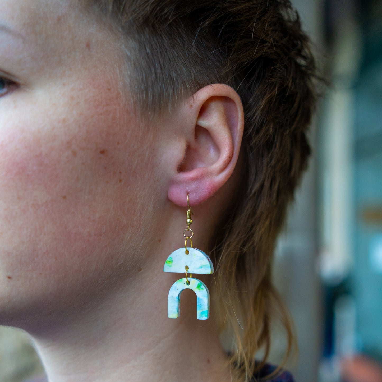 Aztec Earrings Made From Bottle Top Lids