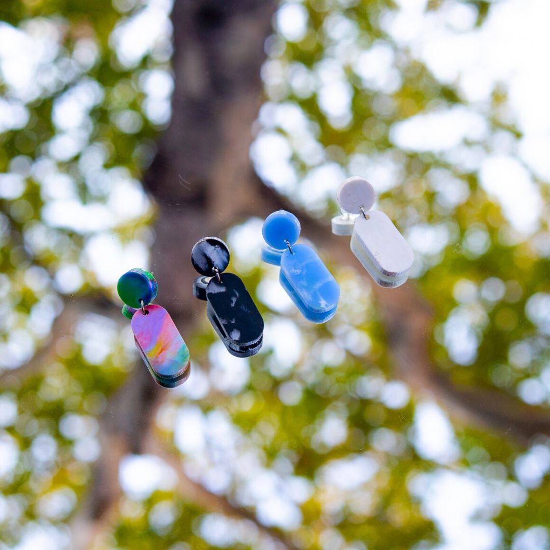 Droplet Earrings Made From Bottle Top Lids