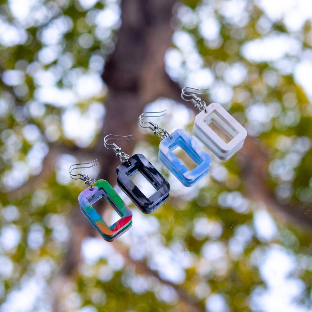 Window Earrings Made From Bottle Top Lids