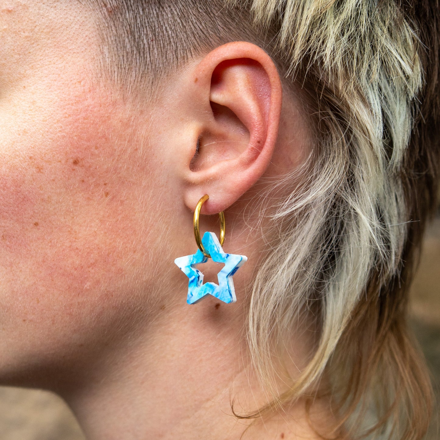 Star Earrings Made From Bottle Top Lids