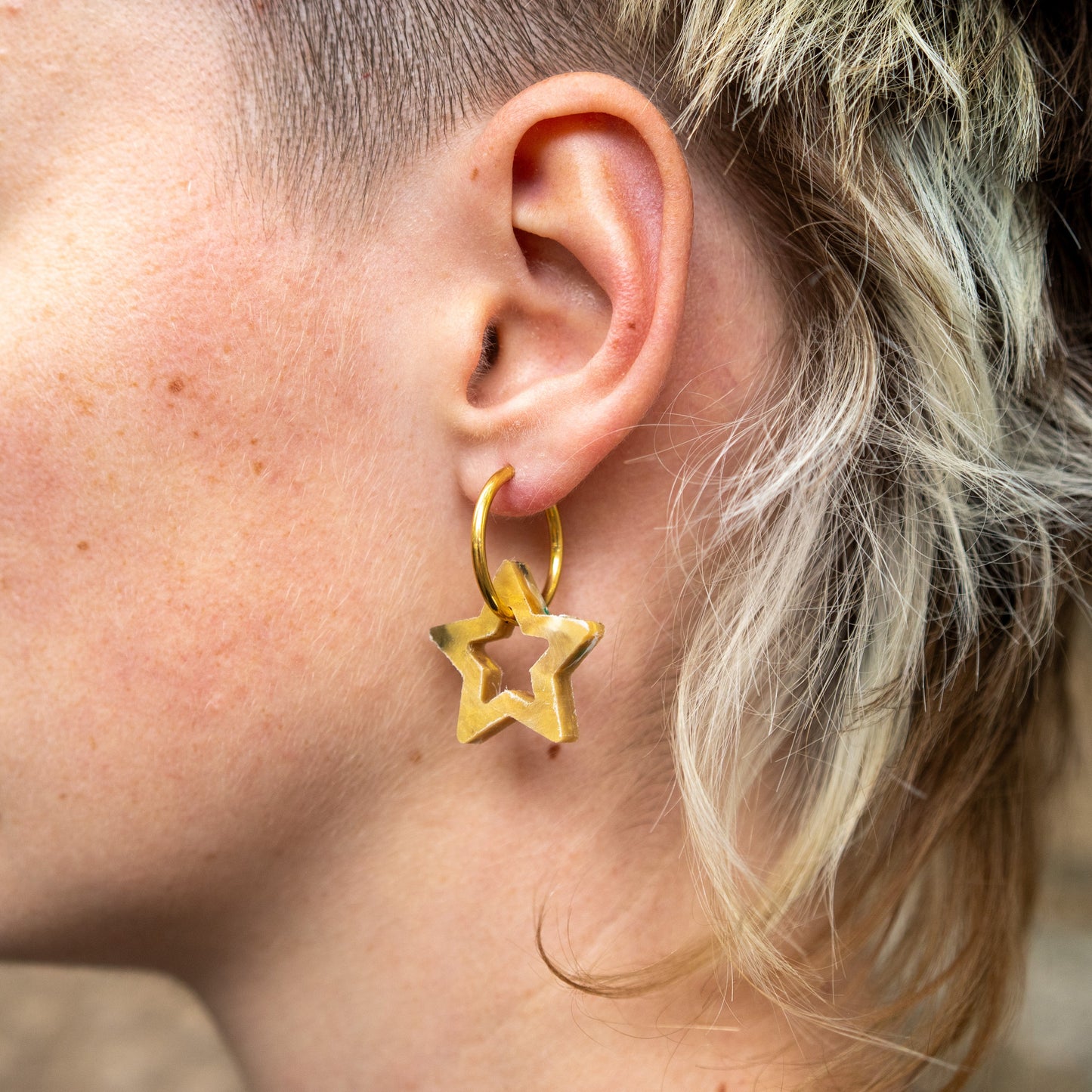 Star Earrings Made From Bottle Top Lids