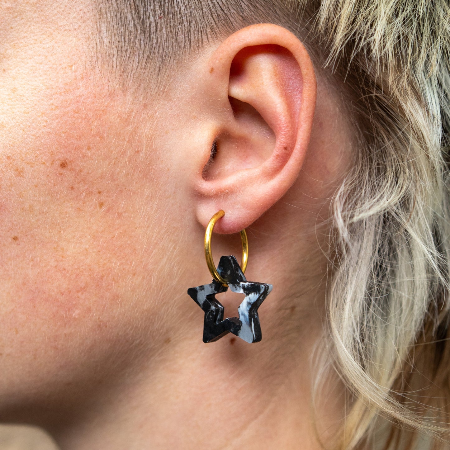 Star Earrings Made From Bottle Top Lids