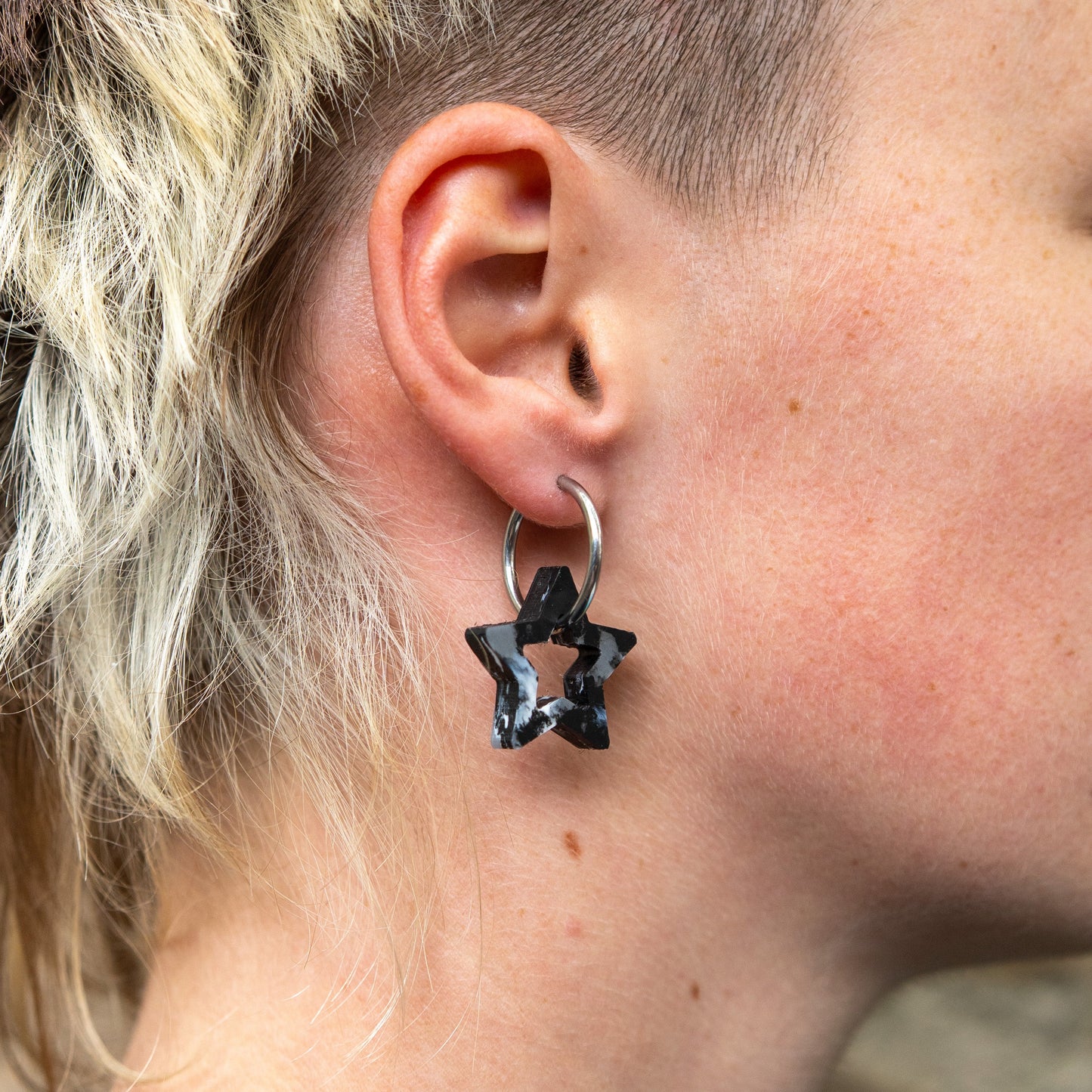 Star Earrings Made From Bottle Top Lids