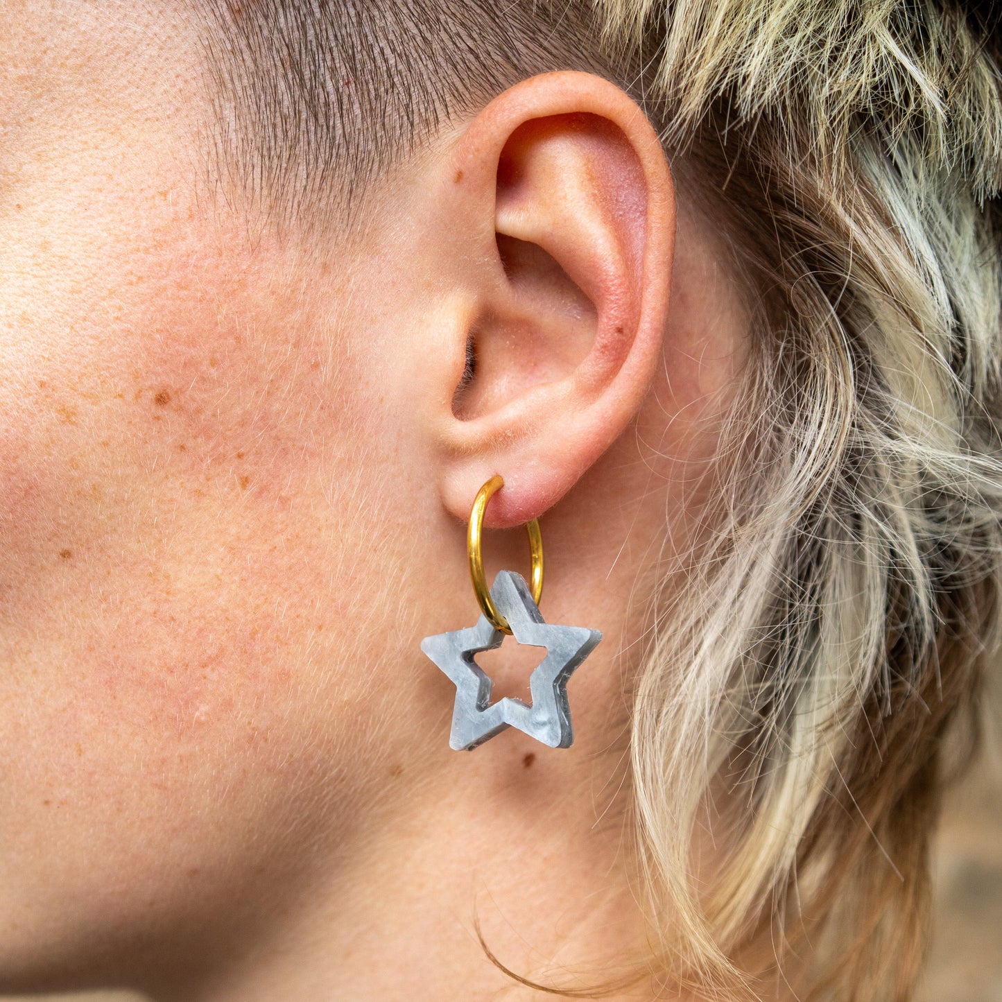 Star Earrings Made From Bottle Top Lids