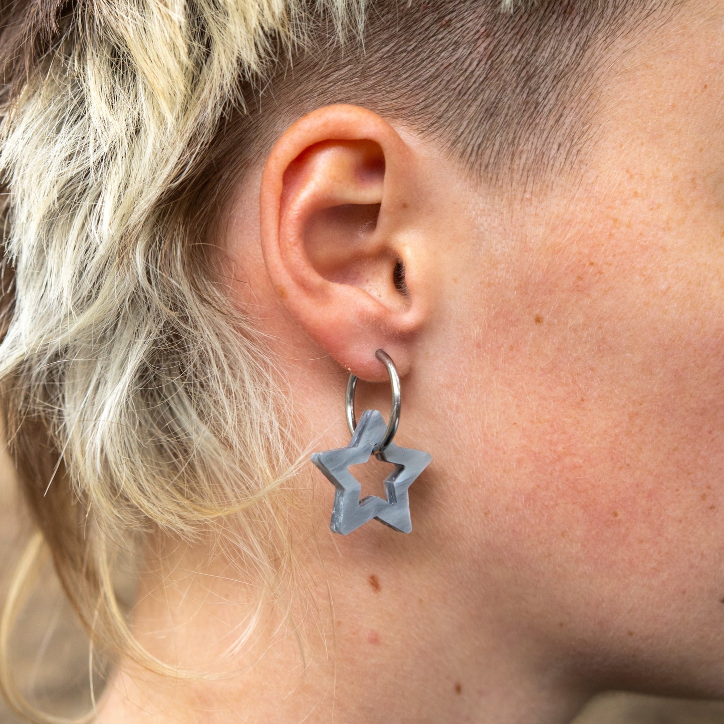 Star Earrings Made From Bottle Top Lids