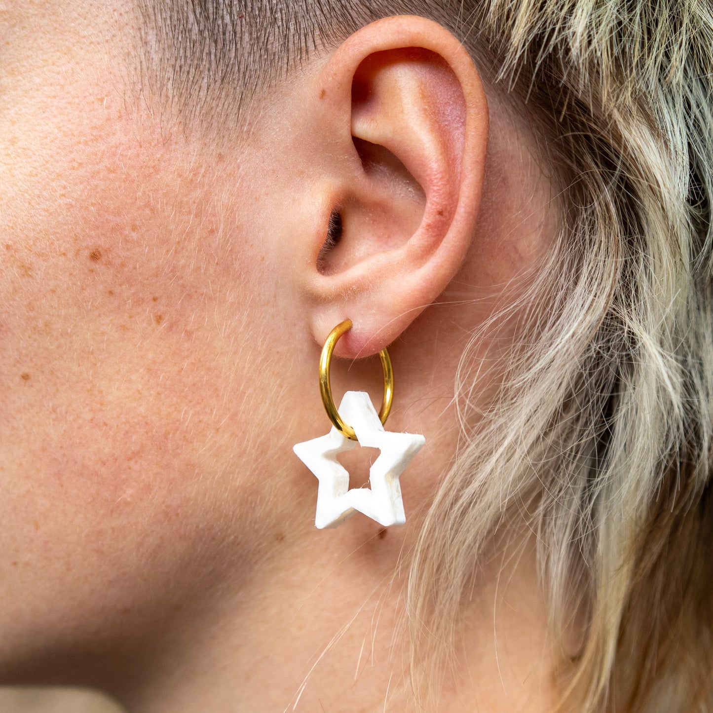 Star Earrings Made From Bottle Top Lids