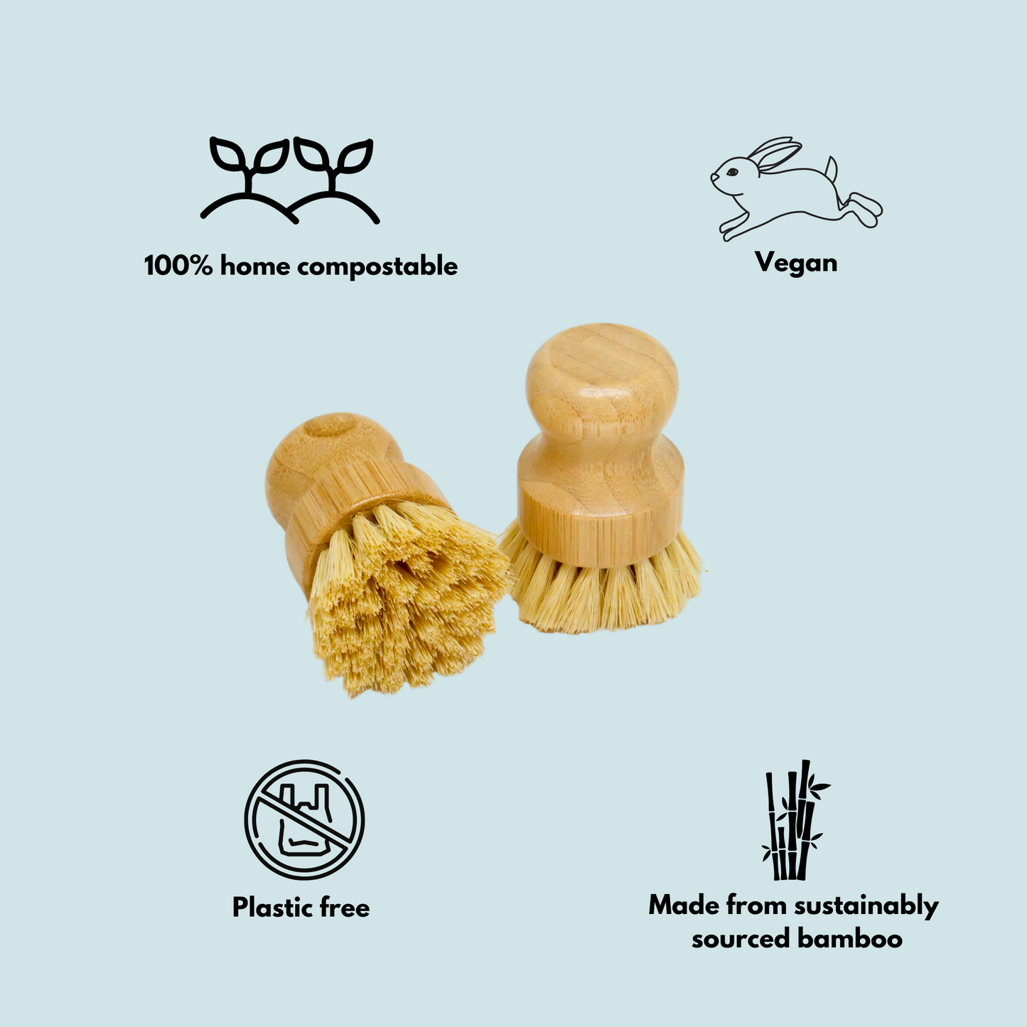 Short Bamboo Dish Brush – 2 pack - Banish