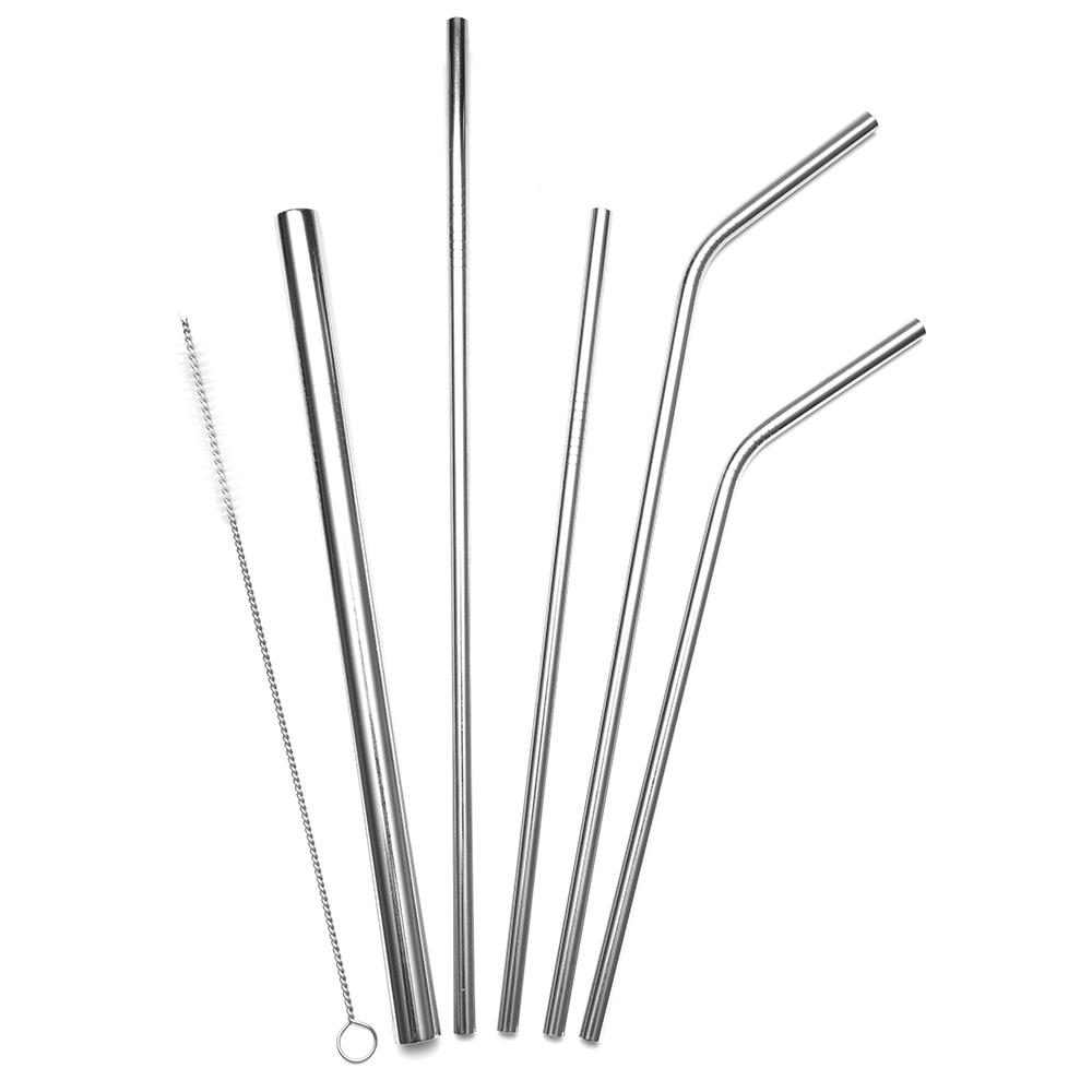 Stainless Steel Straw Set of 5 (Multiple Colours) - Banish