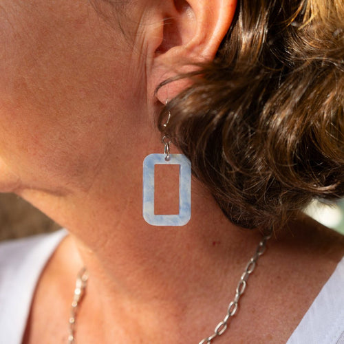 Window Earrings Made From Bottle Top Lids detail