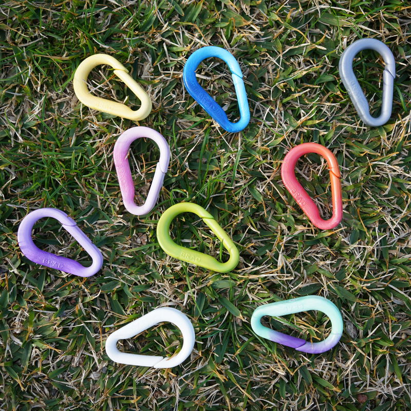 Recycled plastic carabiner clip made from bottle tops by Banish