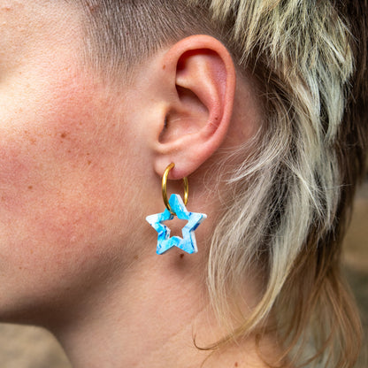 Star Earrings Made From Bottle Top Lids