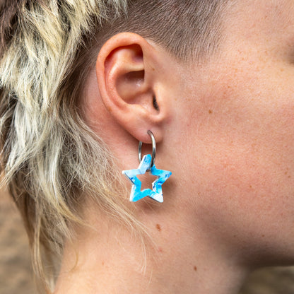 Star Earrings Made From Bottle Top Lids