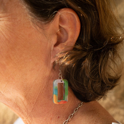 Window Earrings Made From Bottle Top Lids