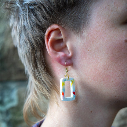 Window Earrings Made From Bottle Top Lids