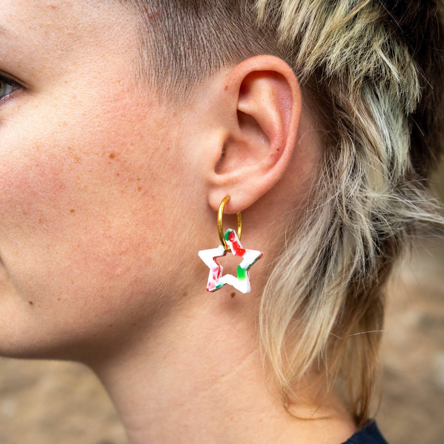 Star Earrings Made From Bottle Top Lids