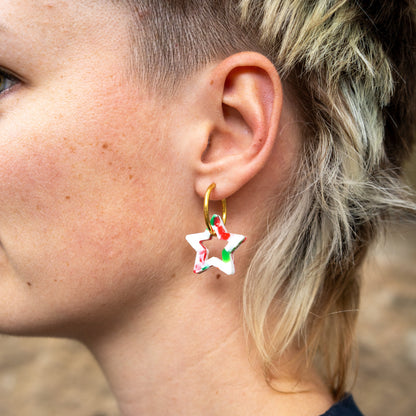 Star Earrings Made From Bottle Top Lids