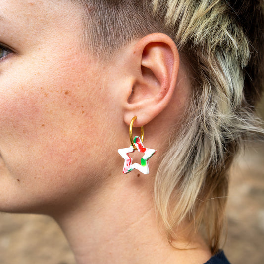 Star Earrings Made From Bottle Top Lids