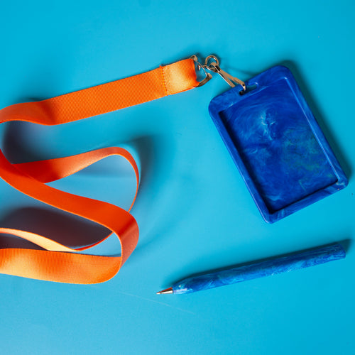 Deep Blue recycled plastic card holder