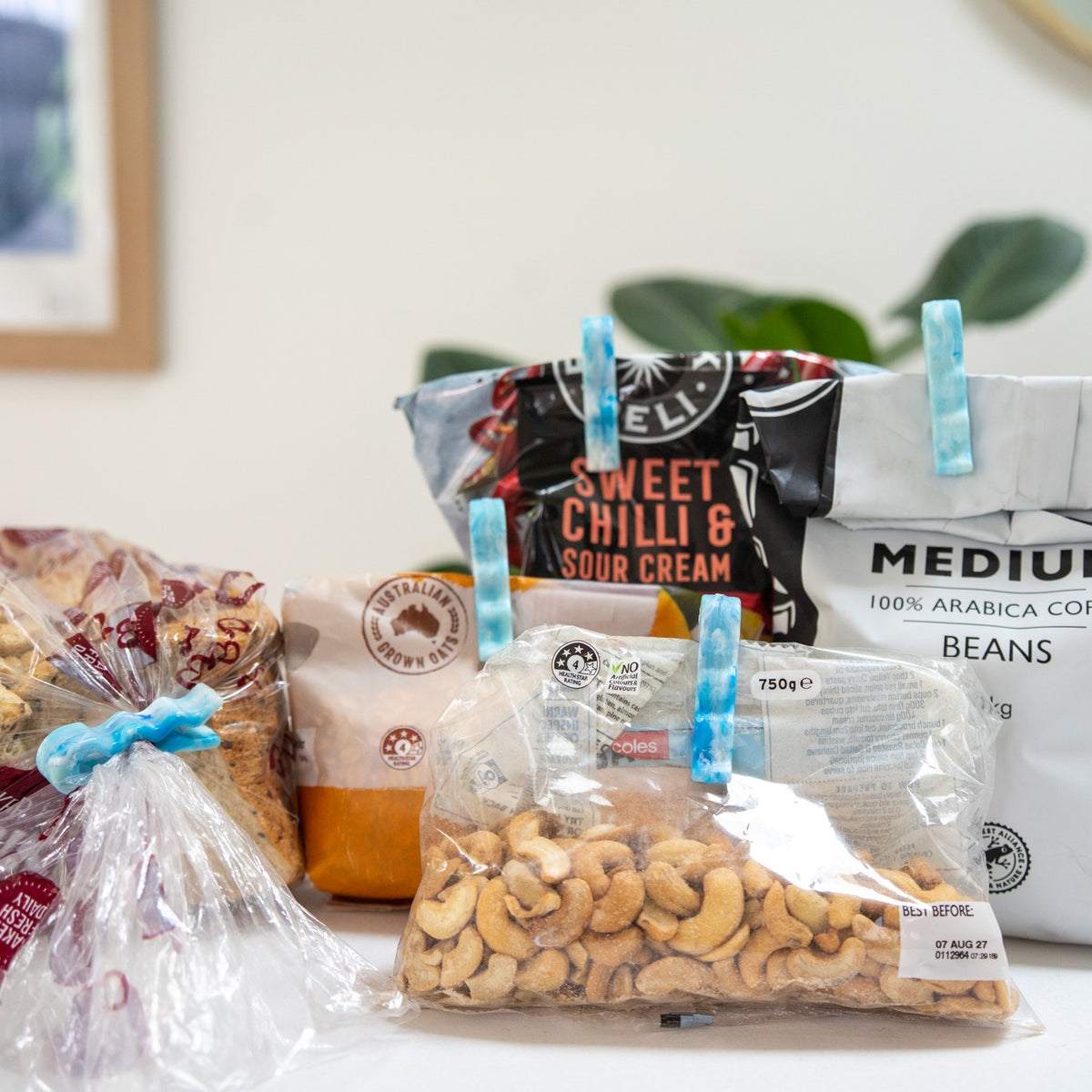 Recycled bag slides on pantry staples