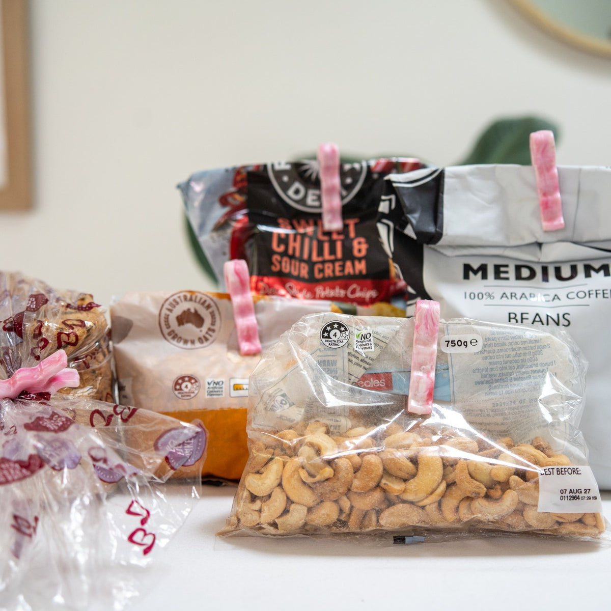 Recycled bag slides on pantry staples