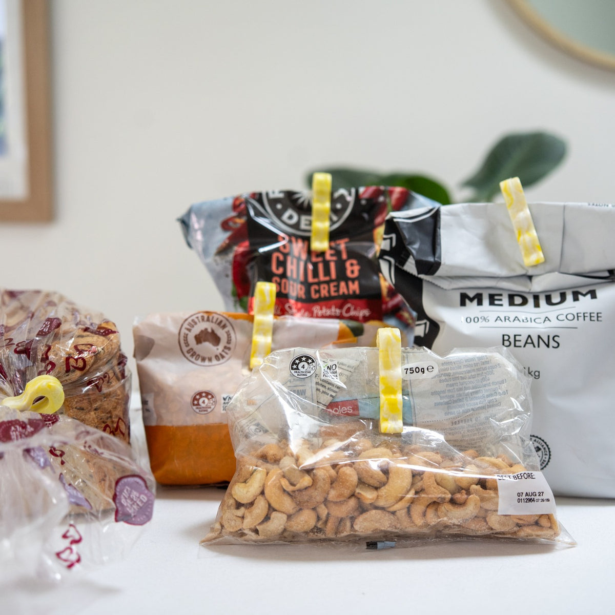 Recycled bag slides on pantry staples