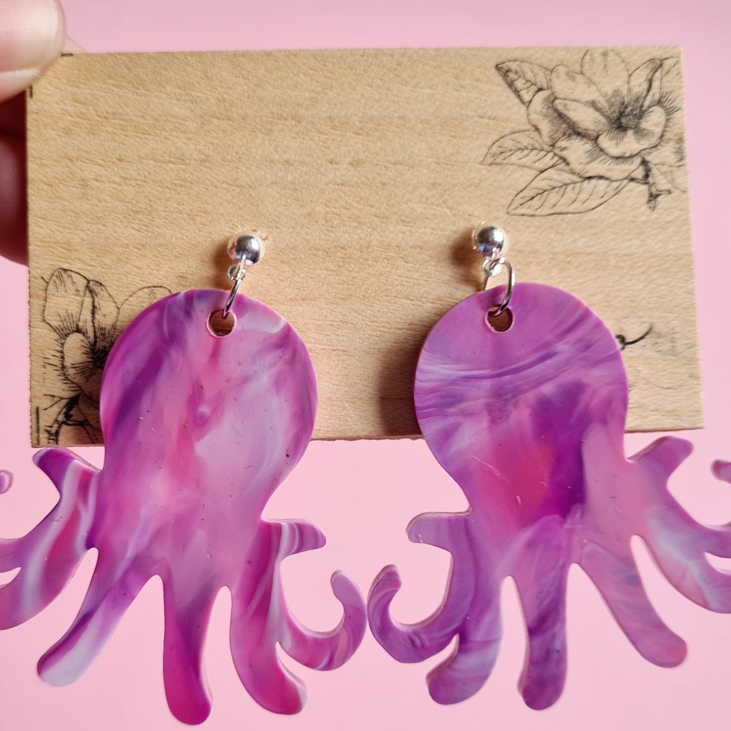 Recycled Plastic Animal earring set - Dinosaur and Octopus