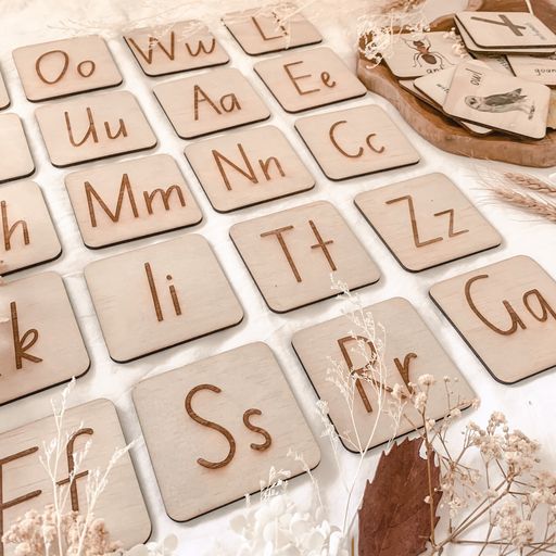 Engraved Letters and Numbers Tile Set