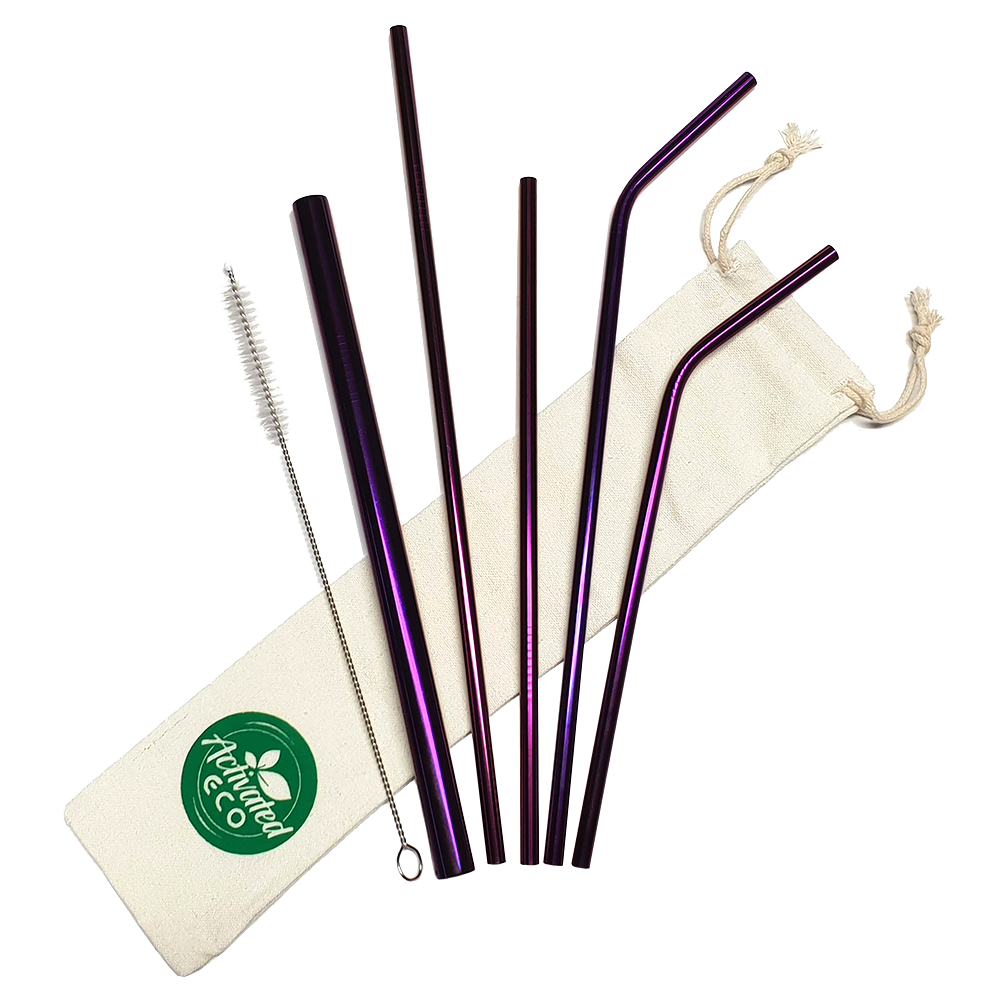 Stainless Steel Straw Set of 5 (Multiple Colours) - Banish